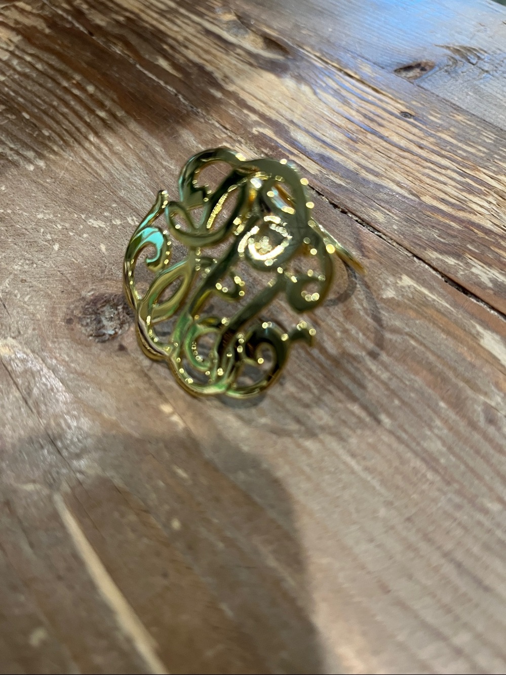 Vintage Scarf Clip Gold Monogram Scarf Clip - Picture 4 of 9